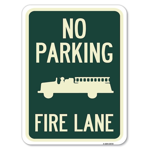 Signmission No Parking Fire Lane Fire Truck Heavy-Gauge Alum Rust Proof Parking Sign, 18" x 24", A-1824-23739 A-1824-23739 - main